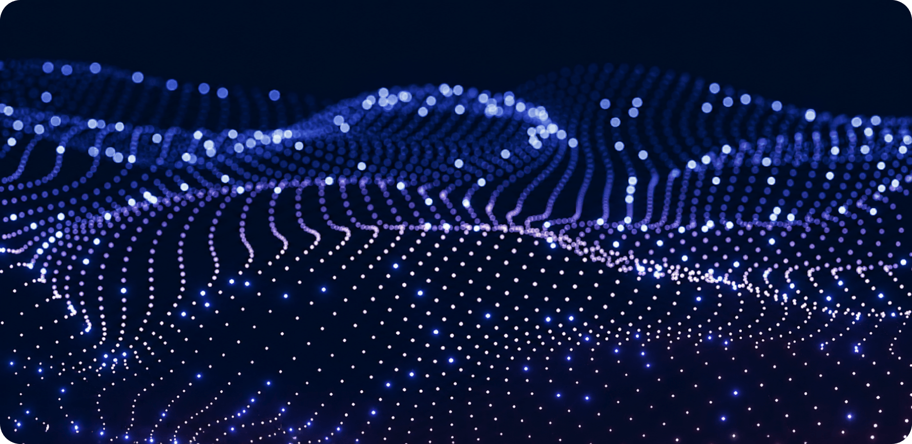 Abstract portrait of a person illuminated by streams of data